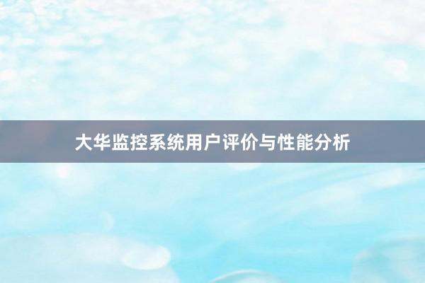 大华监控系统用户评价与性能分析